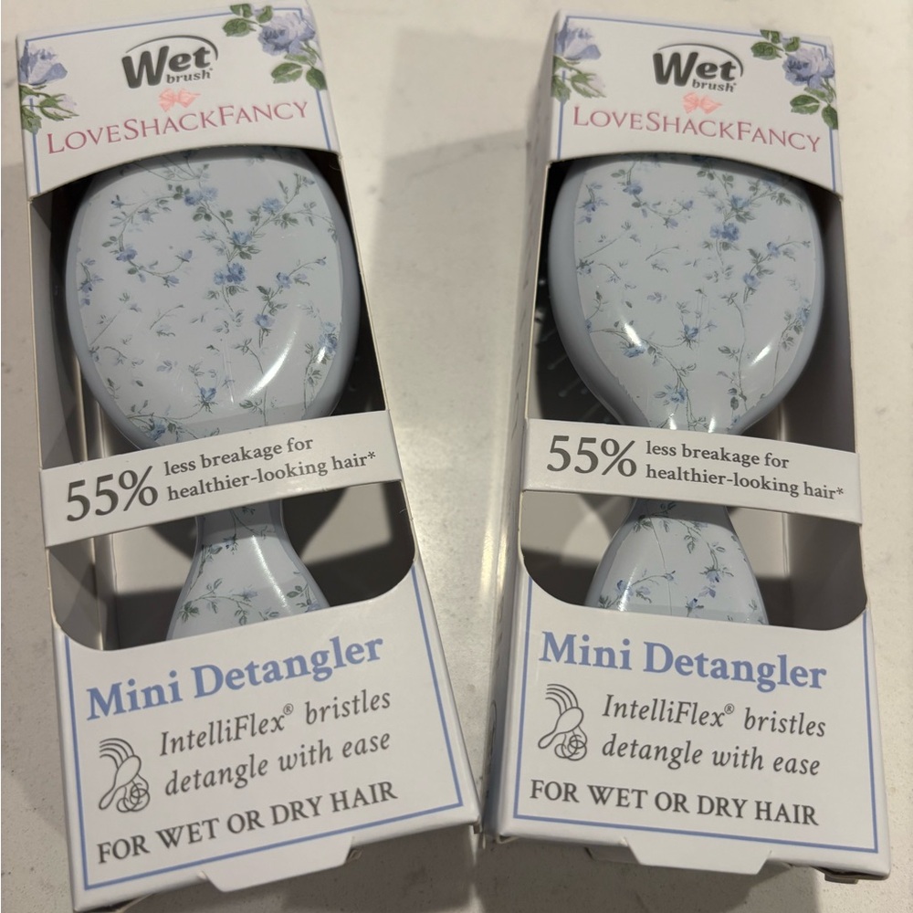LoveShackFancy Wet Brush Mini Detangler - Blue English ivy Floral